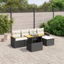 Set Divano da Giardino 6 pz con Cuscini Nero in Polyrattan