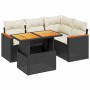 Set Divani da Giardino 5 pz con Cuscini in Polyrattan Nero