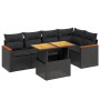 Set Divano da Giardino 6 pz con Cuscini Nero in Polyrattan