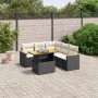 Set Divano da Giardino 6 pz con Cuscini Nero in Polyrattan