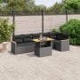 Set Divani da Giardino con Cuscini 7pz Nero Polyrattan