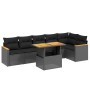 Set Divani da Giardino con Cuscini 7pz Nero Polyrattan