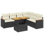 Set Divani da Giardino con Cuscini 7pz Nero Polyrattan