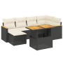 Set Divani da Giardino con Cuscini 7pz Nero Polyrattan