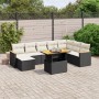 Set Divani da Giardino 9 pz con Cuscini Nero in Polyrattan