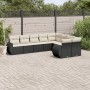 Set Divani da Giardino 9 pz con Cuscini Nero in Polyrattan