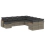 Set Divani da Giardino 11 pz con Cuscini in Polyrattan Grigio