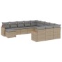 Set Divani da Giardino 12 pz con Cuscini Beige in Polyrattan