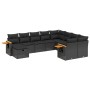 Set Divani da Giardino 10pz con Cuscini in Polyrattan Nero