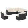 Set Divani da Giardino 11 pz con Cuscini in Polyrattan Nero