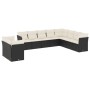 Set Divani da Giardino 10pz con Cuscini in Polyrattan Nero