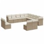 Set Divano da Giardino 13 pz con Cuscini Beige in Polyrattan