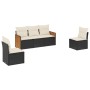 Set Divani da Giardino 5 pz con Cuscini in Polyrattan Nero