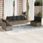 Set Divano da Giardino 8 pz con Cuscini Grigio in Polyrattan