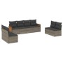 Set Divano da Giardino 8 pz con Cuscini Grigio in Polyrattan