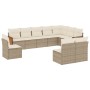 Set Divano da Giardino 10 pz con Cuscini Beige in Polyrattan