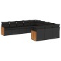 Set Divani da Giardino 11 pz con Cuscini in Polyrattan Nero