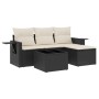 Set Divani da Giardino 4 pz con Cuscini Nero in Polyrattan