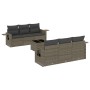 Set Divani da Giardino 7 pz con Cuscini Grigio in Polyrattan