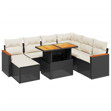 Set Divani da Giardino con Cuscini 8 pz Nero in Polyrattan