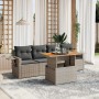 Set Divano da Giardino 5 pz con Cuscini Grigio in Polyrattan