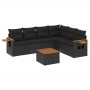 Set Divani da Giardino con Cuscini 7pz Nero Polyrattan