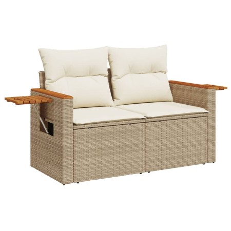 Set Divano da Giardino 10 pz con Cuscini Beige in Polyrattan