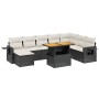 Set Divani da Giardino 9 pz con Cuscini Nero in Polyrattan