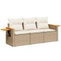 Set Divano da Giardino 3 pz con Cuscini Beige in Polyrattan