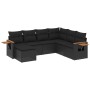 Set Divani da Giardino con Cuscini 7pz Nero Polyrattan