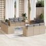 Set Divani da Giardino 12 pz con Cuscini Beige in Polyrattan