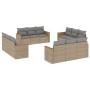 Set Divani da Giardino 12 pz con Cuscini Beige in Polyrattan