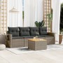 Set Divano da Giardino 5 pz con Cuscini Grigio in Polyrattan