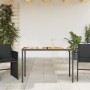 Tavolo Giardino Piano Legno Acacia Nero 115x54x74cm Polyrattan