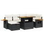 Set Divani da Giardino con Cuscini 7pz Nero Polyrattan