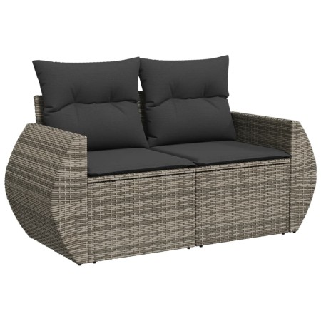 Set Divani da Giardino 4 pz con Cuscini in Polyrattan Grigio