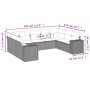 Set Divano da Giardino 9 pz con Cuscini Grigio in Polyrattan
