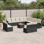 Set Divani da Giardino 14pz con Cuscini in Polyrattan Nero