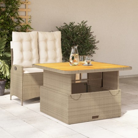 Set da Pranzo da Giardino 2 pz con Cuscini Beige in Polyrattan