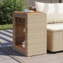 Tavolino da Giardino Piano Legno Beige 60x40x75 cm Polyrattan