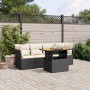 Set Divani da Giardino 5 pz con Cuscini in Polyrattan Nero