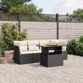 Set Divani da Giardino 5 pz con Cuscini in Polyrattan Nero