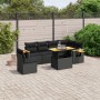 Set Divani da Giardino con Cuscini 7pz Nero Polyrattan