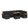 Set Divani da Giardino con Cuscini 8 pz Nero in Polyrattan