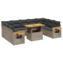 Set Divani da Giardino 11 pz con Cuscini in Polyrattan Grigio