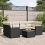 Set Divani da Giardino con Cuscini 7pz Nero Polyrattan