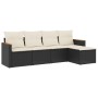 Set Divani da Giardino 5 pz con Cuscini in Polyrattan Nero