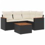 Set Divani da Giardino 5 pz con Cuscini in Polyrattan Nero