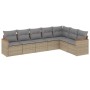 Set Divano da Giardino 7 pz con Cuscini Beige Misto Polyrattan