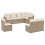 Set Divano da Giardino 8 pz con Cuscini Beige in Polyrattan